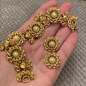 Vintage Gold Intricate Filigree Bracelet & Earrings. Bloomingdale’s.